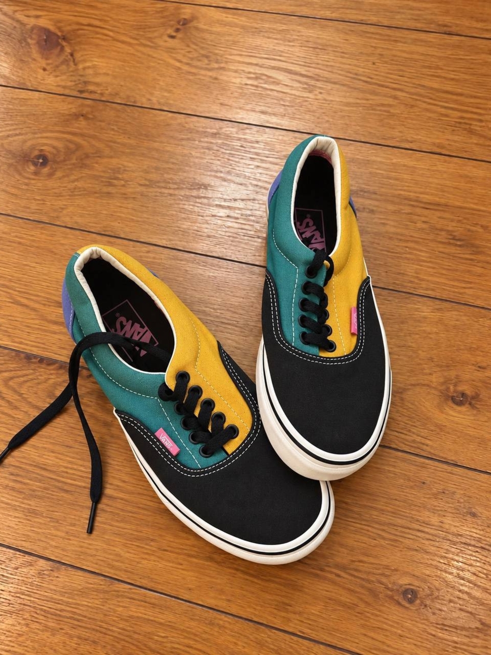 Vans Colorblock Low-Top Sneakers in Black, Teal, Yellow, Purple